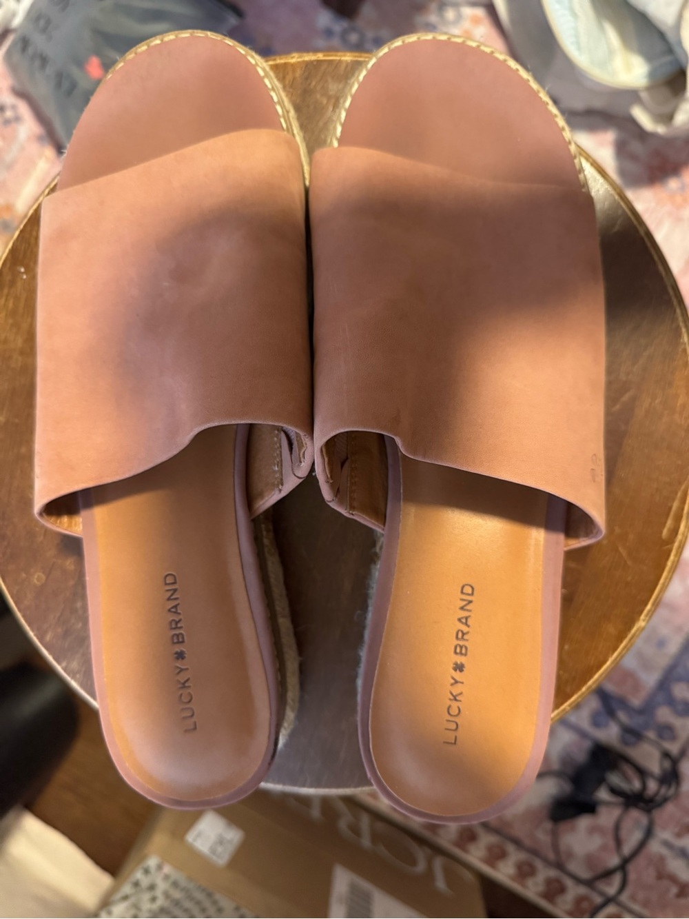 Lucky Brand light pink Slip-On Sandals